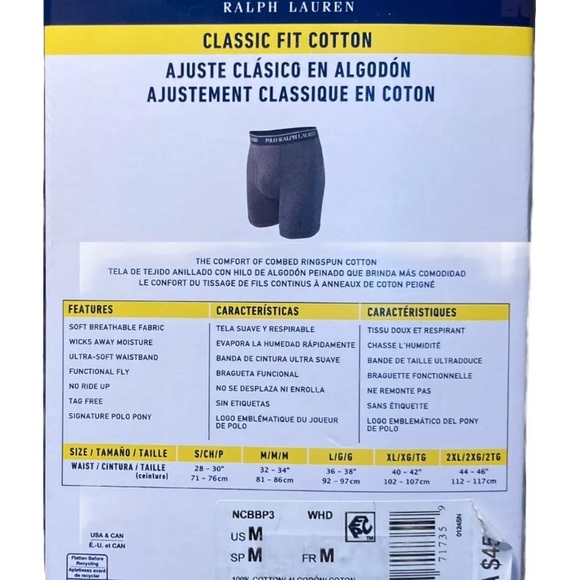 Men’s Polo Boxer Briefs 3-Pack Size Medium Classic Fit Cotton White - Picture 2 of 4